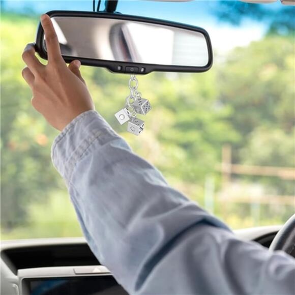 2 Pcs Metal Dice Keychain, Alloy Dice Bag Charm with Black Dots Vintage Style - Picture 2 of 8